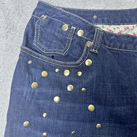 Seven7 Women 20 Gold Label Cropped Jeans Dark Wash Wide Leg Embellished Pockets - Picture 11 of 16